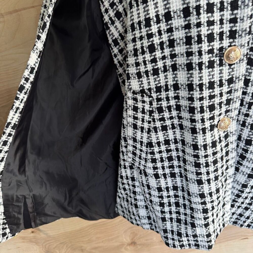 Flying Tomato Black & White Houndstooth Cape Coat M - Picture 3 of 9